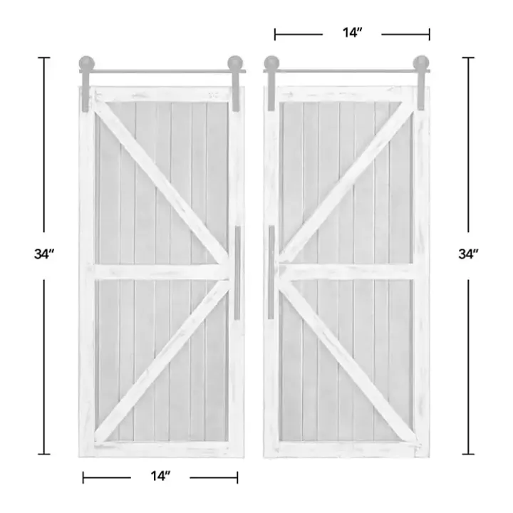 White Barn Door Galvanized Wall Plaques, Set of 2