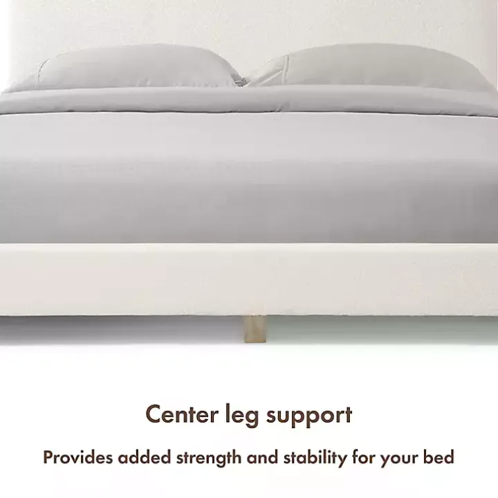 White Boucle Karson Queen Platform Bed