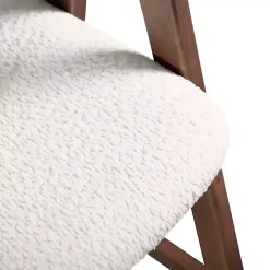 White Boucle Wood Penny Counter Stools, Set of 2