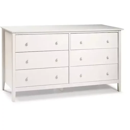 White Brazilian Pine Wood 6-Drawer Dresser
