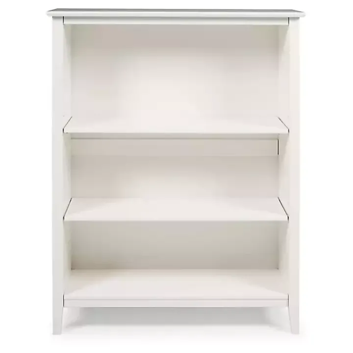 White Brazilian Pine Wood 3-Tier Bookshelf