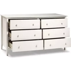 White Brazilian Pine Wood 6-Drawer Dresser