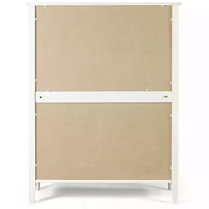 White Brazilian Pine Wood 5-Drawer Chest