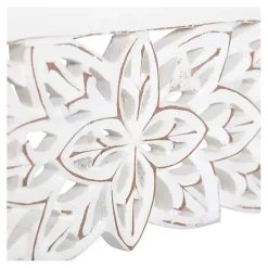 White Carved Floral Decorative Wall Shelf