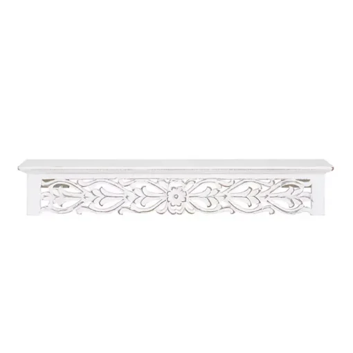White Carved Floral Wall Shelf