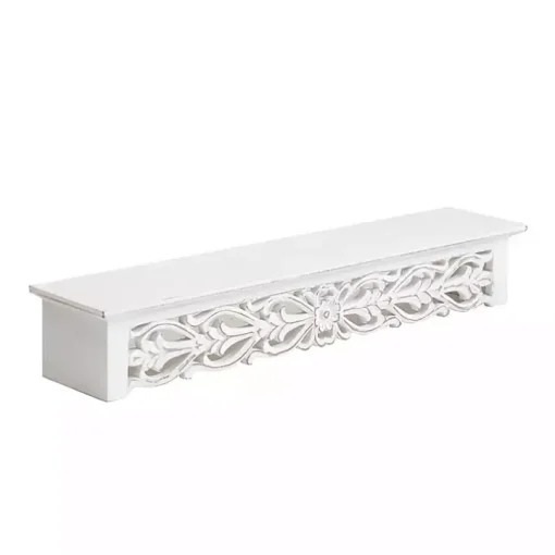 White Carved Floral Wall Shelf
