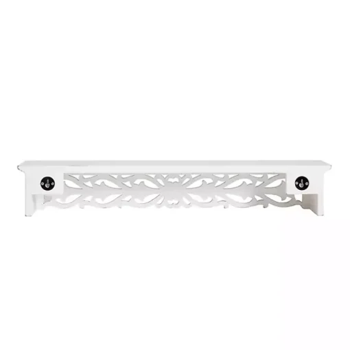 White Carved Floral Wall Shelf