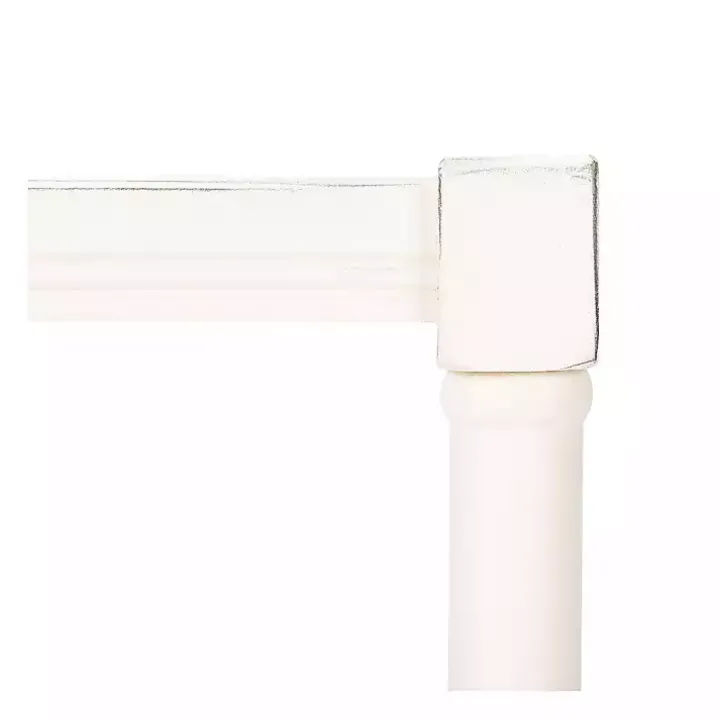 White Carved Pinewood Farmhouse Accent Table