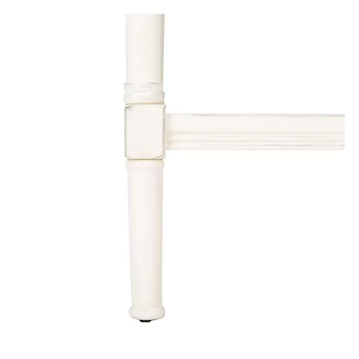 White Carved Pinewood Farmhouse Accent Table