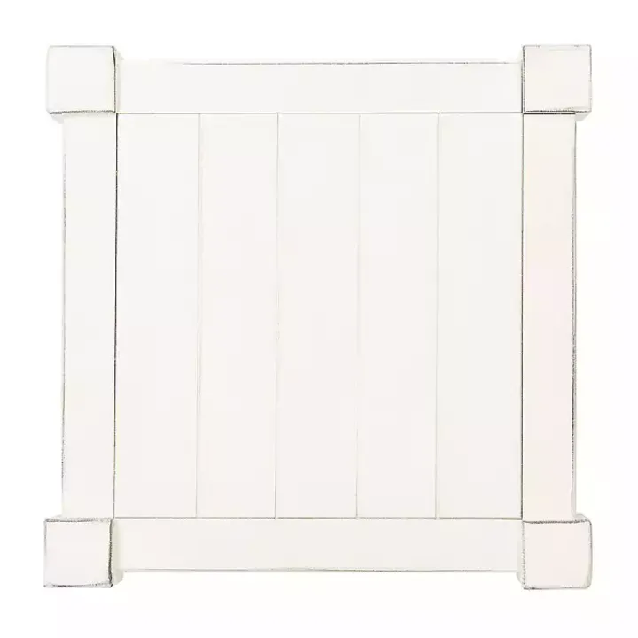 White Carved Pinewood Farmhouse Accent Table