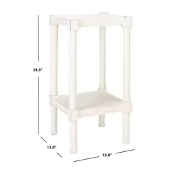 White Carved Pinewood Farmhouse Accent Table