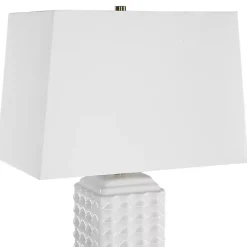 White Ceramic Diamond Textured Table Lamp