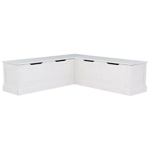 White Corner Bench with Black Cushions