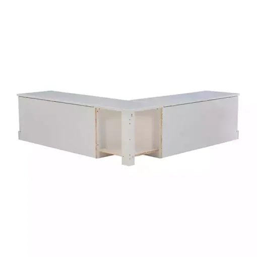 White Corner Bench with Black Cushions