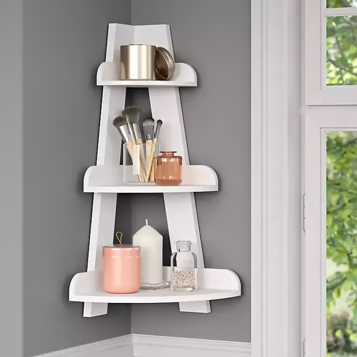 White Corner Ladder Shelf