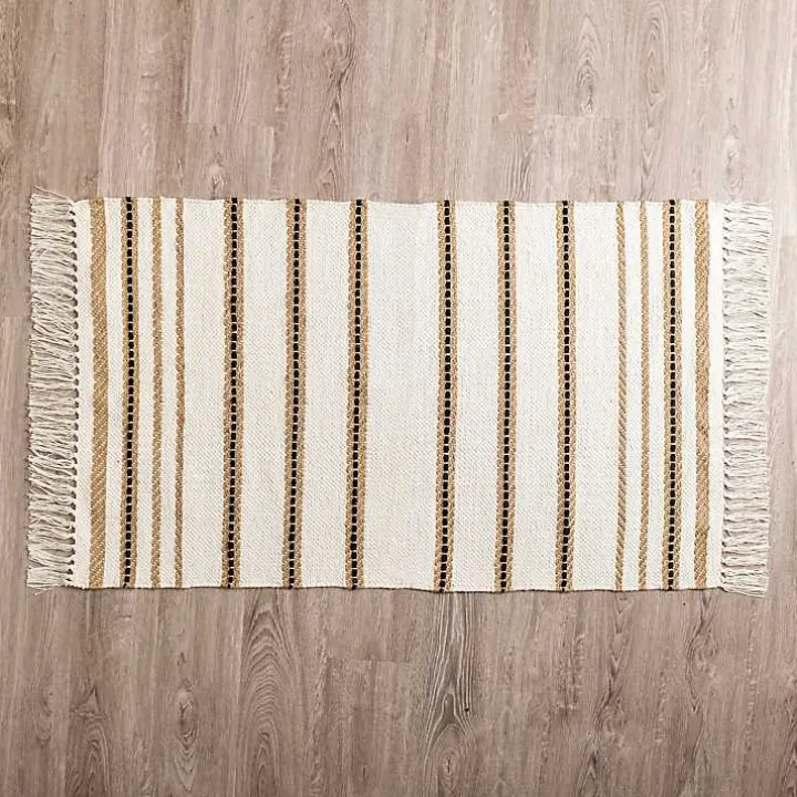 White Cotton and Jute Woven Scatter Rug