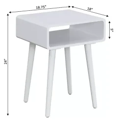 White Curved Edge Open Shelf Accent Table
