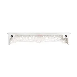 White Distressed Wood Carved Floral Shelf