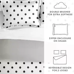 White Dotted Reversible 2-pc. Twin Duvet Cover Set
