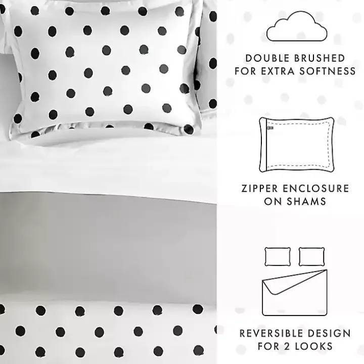 White Dotted Reversible 2-pc. Twin Duvet Cover Set