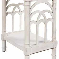 White 1-Drawer Cathedral Sides Accent Table