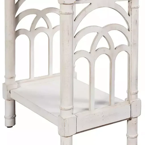White 1-Drawer Cathedral Sides Accent Table