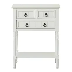 White 3-Drawer Turned Legs Accent Table