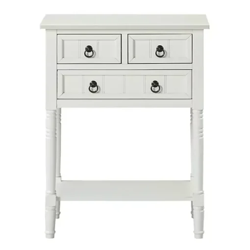 White 3-Drawer Turned Legs Accent Table