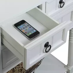 White 3-Drawer Turned Legs Accent Table