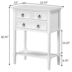 White 3-Drawer Turned Legs Accent Table