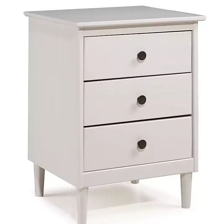 White 3-Drawer Wood Nightstand