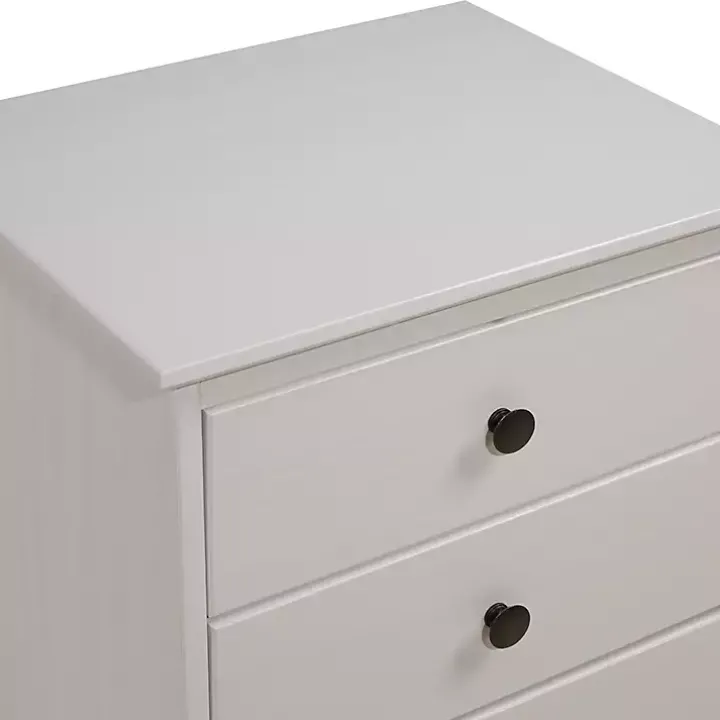 White 3-Drawer Wood Nightstand