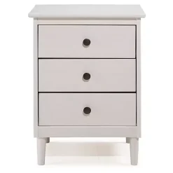 White 3-Drawer Wood Nightstand