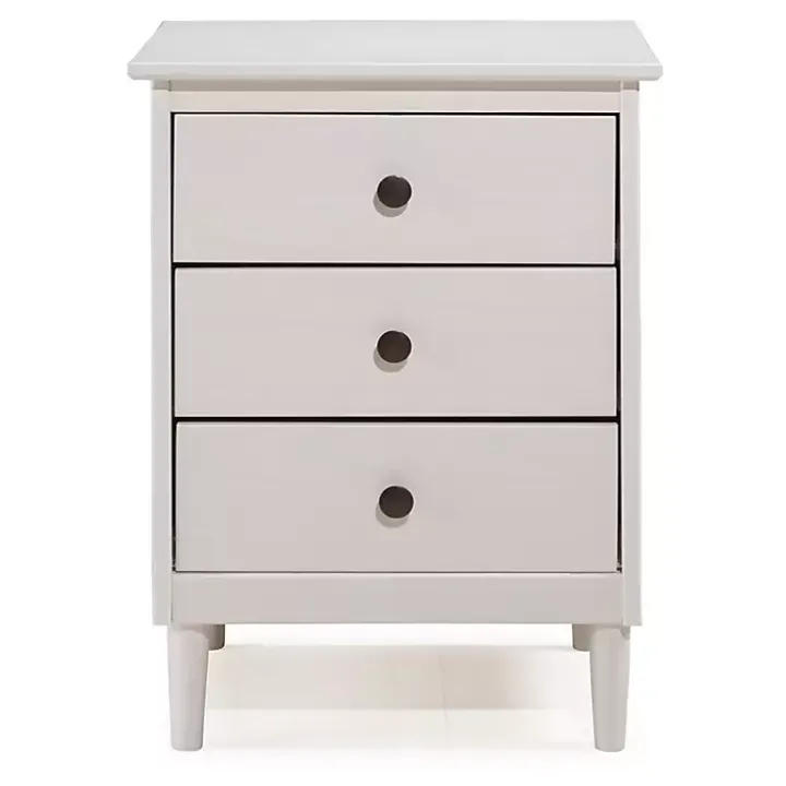 White 3-Drawer Wood Nightstand