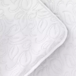 White Floral Stitch 3-pc. King Quilt Set
