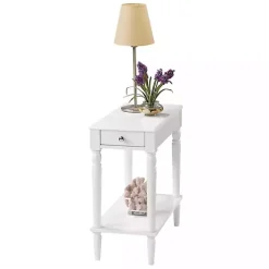 White French Country Single Drawer Accent Table