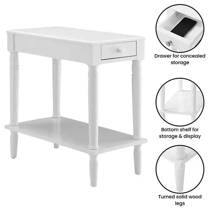 White French Country Single Drawer Accent Table