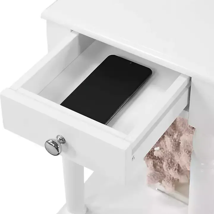 White French Country Single Drawer Accent Table