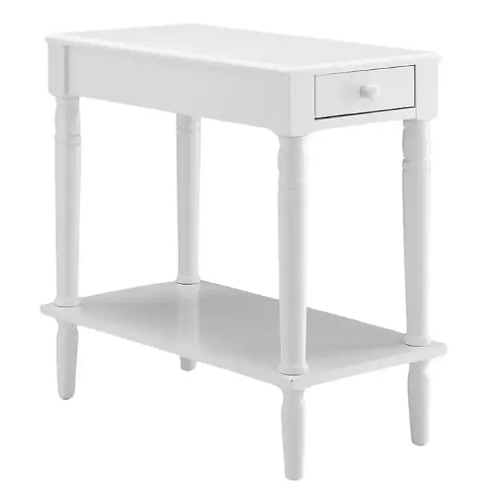 White French Country Single Drawer Accent Table