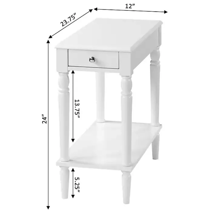 White French Country Single Drawer Accent Table