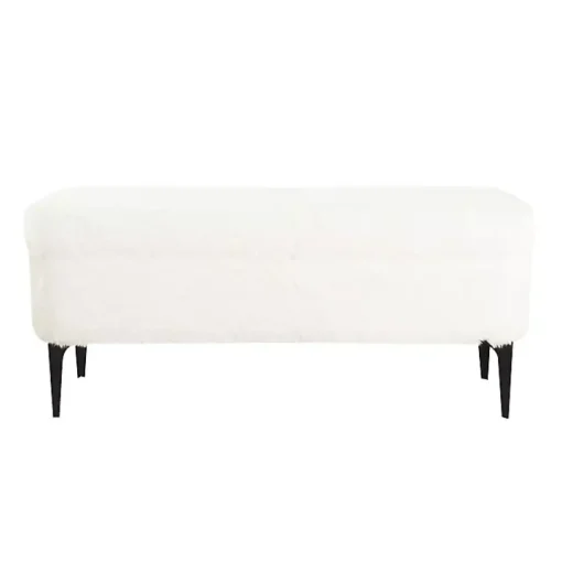 White Fur Storage Bench