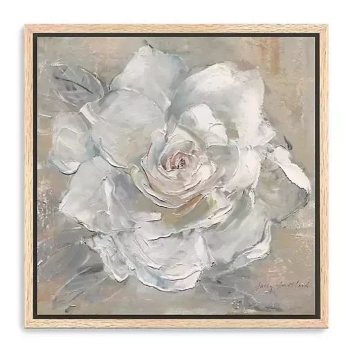 White Gardenia Flower Framed Canvas Art Print