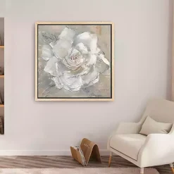 White Gardenia Flower Framed Canvas Art Print