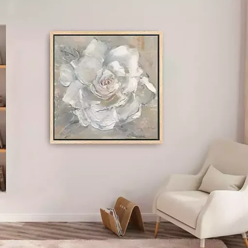 White Gardenia Flower Framed Canvas Art Print
