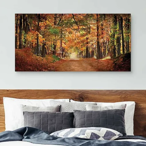 White Horse In Autumn Canvas Art Print