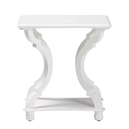 White Hourglass Wood Accent Table