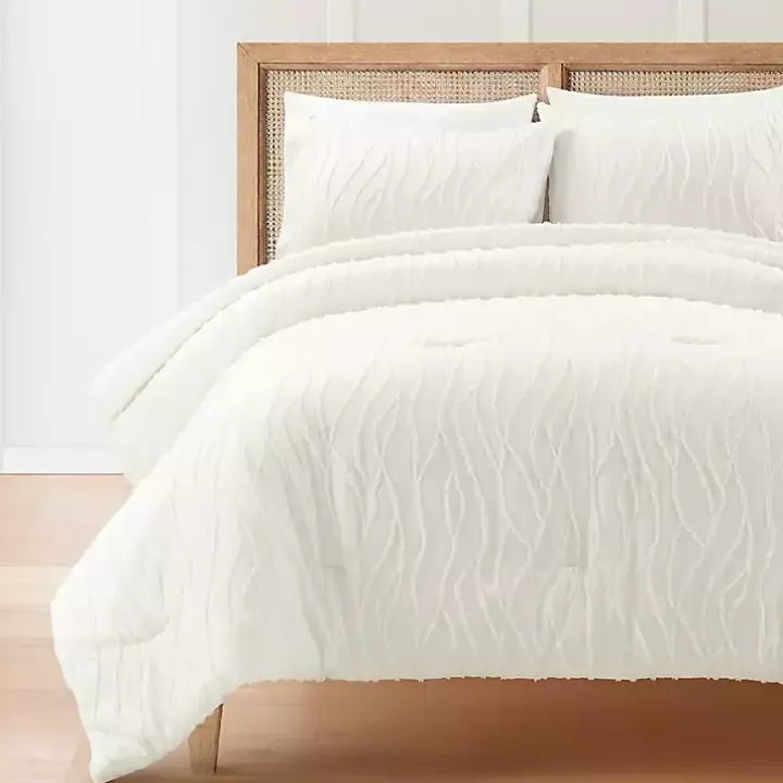 White Jacquard Wave 3-pc. King Comforter Set