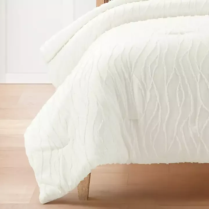 White Jacquard Wave 3-pc. King Comforter Set