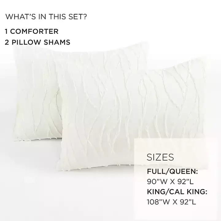 White Jacquard Wave 3-pc. King Comforter Set