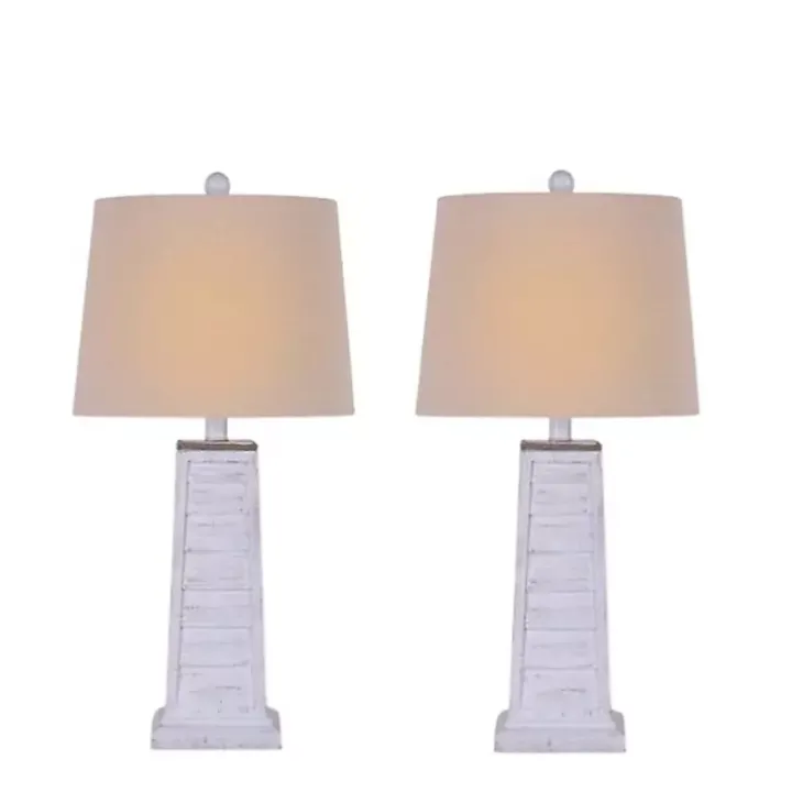 White Louvered Shutter Table Lamps, Set of 2